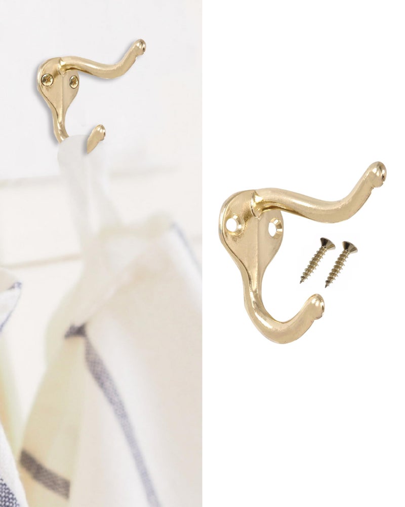 HOWTOOL Coat Hooks for Wall Hanging Heavy Duty Wall Mounted Brass Plated, 5 Pack - Image 1